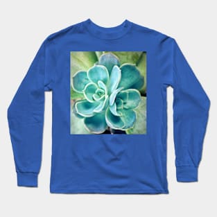 Blue Succulent Long Sleeve T-Shirt